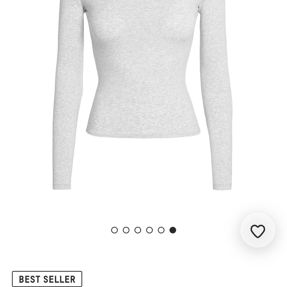 SKIMS Light Gray Long Sleeve Crewneck Top